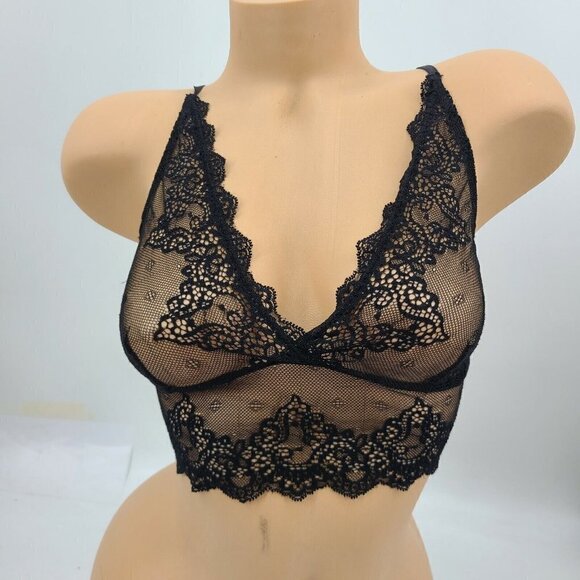 NWOT Only Hearts Black Lace Bralette Womens Small/Medium? Sheer Pullover - Picture 1 of 6